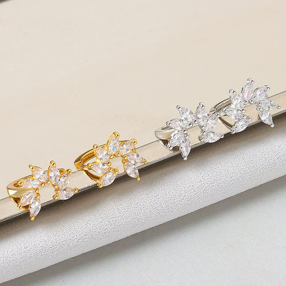 Light Luxury S925 Sterling Silver Flower Earrings With Marquise Zircon Inlay For Women