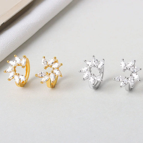 Light Luxury S925 Sterling Silver Flower Earrings With Marquise Zircon Inlay For Women