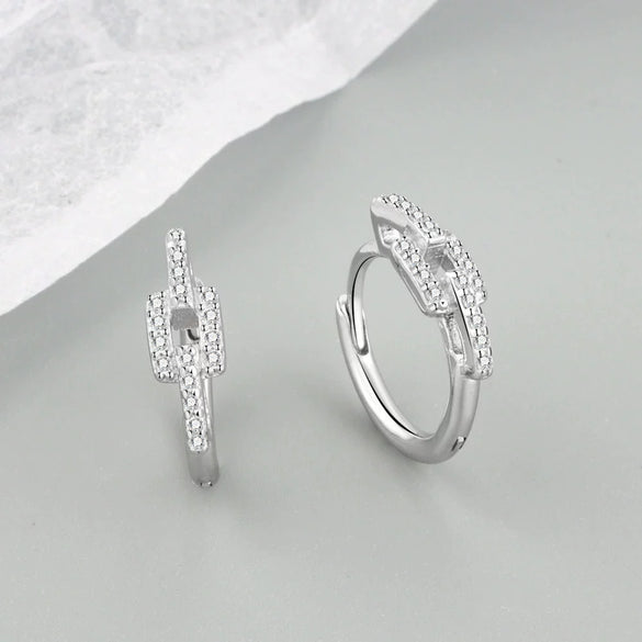 Light Luxury S925 Sterling Silver Geometric Electroplated Diamond Ear Ring For Women