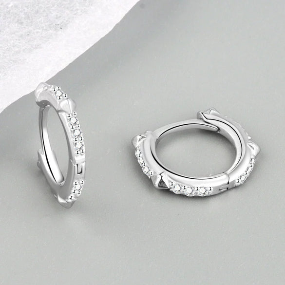 Light Luxury S925 Sterling Silver Geometric Rivet Stud Earrings With Electroplated Finish