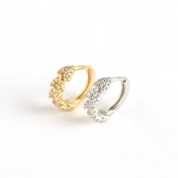 Light Luxury S925 Sterling Silver Peach Heart Leaf Diamond Ear Ring For Women With Electroplating And Flower Pattern