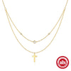 Light Luxury S925 Sterling Silver Plum Blossom Glossy Cross Adjustable Elegant Collarbone Necklace For Women With Zirconia Design
