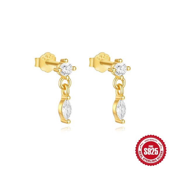 Light Luxury S925 Sterling Silver 8Shaped Infinite Symbol Geometric Horse Eye Studded Women's Earrings