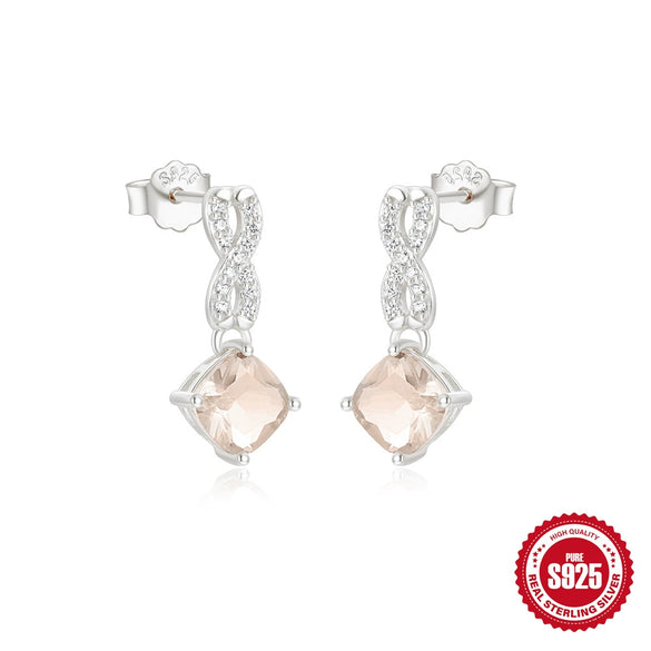 Light Luxury S925 Sterling Silver 8Shaped Infinite Symbol Geometric Horse Eye Studded Women's Earrings