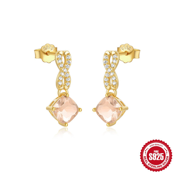 Light Luxury S925 Sterling Silver 8Shaped Infinite Symbol Geometric Horse Eye Studded Women's Earrings