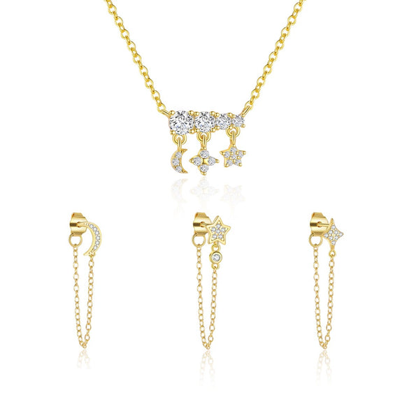 Light Luxury S925 Sterling Silver Star Earrings For Women With Flash Zircon Tassel Chain