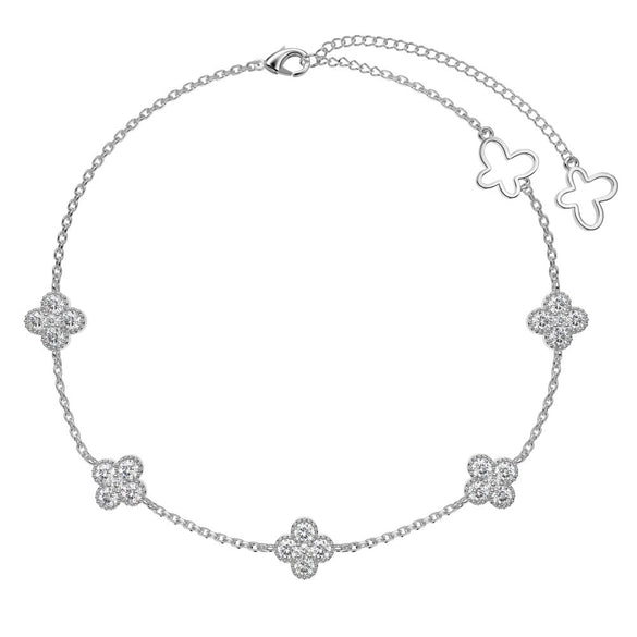 Light Luxury S925 Sterling Silver Women's Anklet With Fourleaf Clover Design