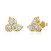 Light Luxury S925 Sterling Silver Women's Earrings With Round Pearshaped Horse's Eye Threediamond Inlaid Leaf Design And Electroplating Treatment