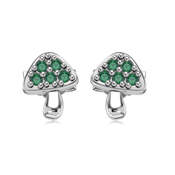 Light Luxury S925 Sterling Silver Women's Mushroom Design Electroplated Earrings