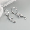 Light Luxury Seahorse Shaped Sterling Silver Earrings With Electroplated Geometric Design Fashion All Match Jewelry