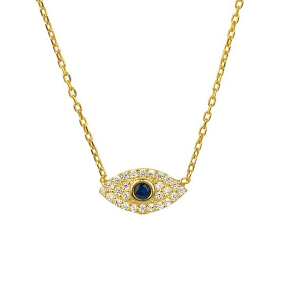 Light Luxury 925 Silver Geometric Devil Eye Pendant Necklace With Snake Bone Chain Electroplated Collarbone Necklace For Women