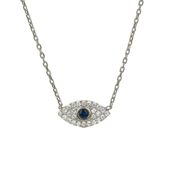 Light Luxury 925 Silver Geometric Devil Eye Pendant Necklace With Snake Bone Chain Electroplated Collarbone Necklace For Women
