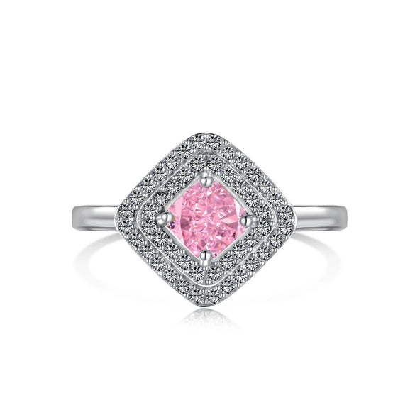 Light Luxury 925 Silver Jewelry Set With Cube Sugar Pink 8A Zircon And High Carbon Diamond Electroplated For Women