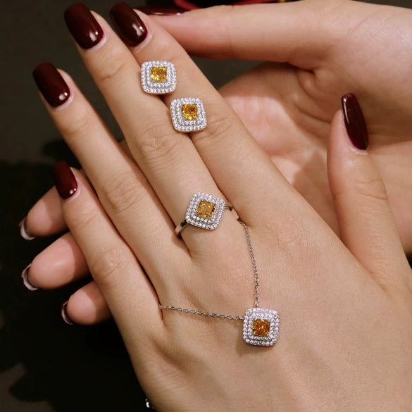Light Luxury 925 Silver Jewelry Set With Cube Sugar Pink 8A Zircon And High Carbon Diamond Electroplated For Women
