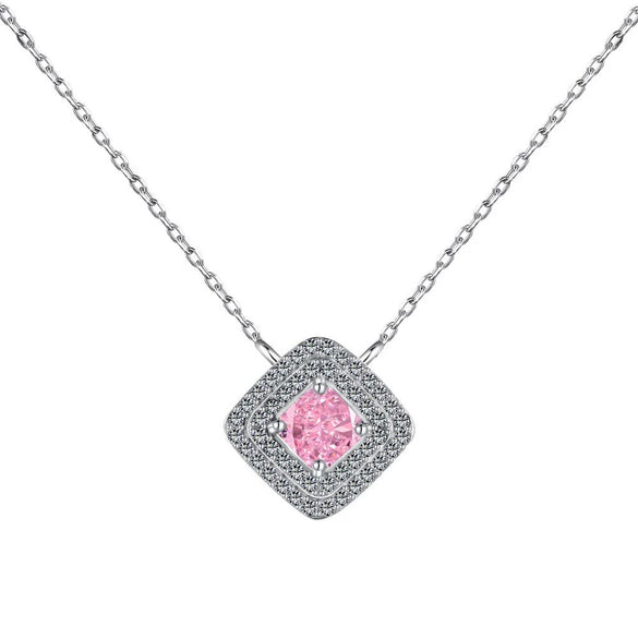 Light Luxury 925 Silver Jewelry Set With Cube Sugar Pink 8A Zircon And High Carbon Diamond Electroplated For Women