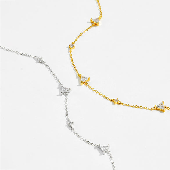 Light Luxury Simple All Match S925 Sterling Silver Women's Micro Inlaid Zircon Bracelet With Electroplated Platinum Or 18K Gold And Geometric Design