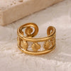 Light Luxury Simple Opening Ring Imitation Pearl Stainless Steel Geometric Set With Diamonds For Women