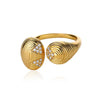 Light Luxury Simple Opening Ring Imitation Pearl Stainless Steel Geometric Set With Diamonds For Women
