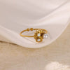 Light Luxury Simple Opening Ring Imitation Pearl Stainless Steel Geometric Set With Diamonds For Women