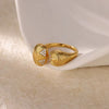 Light Luxury Simple Opening Ring Imitation Pearl Stainless Steel Geometric Set With Diamonds For Women