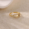 Light Luxury Simple Opening Ring Imitation Pearl Stainless Steel Geometric Set With Diamonds For Women