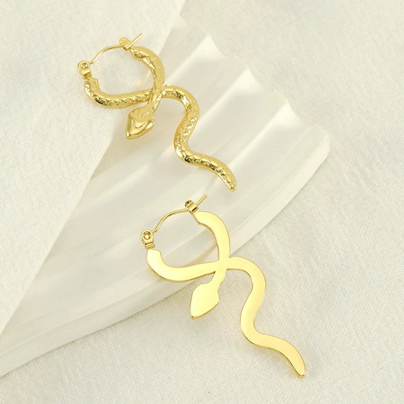 Light Luxury Snake Earrings 316L Stainless Steel 18K Electroplated Jewelry For Women