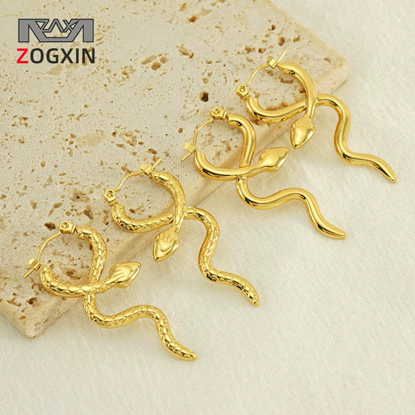 Light Luxury Snake Earrings 316L Stainless Steel 18K Electroplated Jewelry For Women