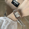 Light Luxury Square Women's Watch With Retro Roman Scale Stainless Steel Strap And Alloy Case