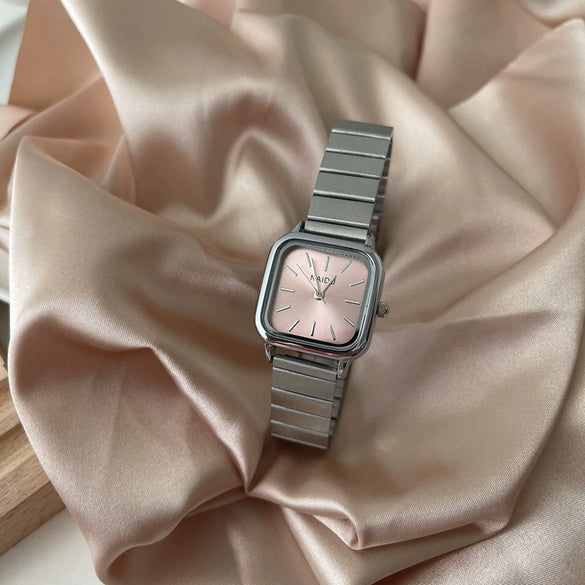 Light Luxury Square Women's Watch With Retro Roman Scale Stainless Steel Strap And Alloy Case
