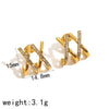 Light Luxury Stainless Steel And 18K Gold Geometric Women's Earrings Set With Diamonds