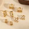 Light Luxury Stainless Steel And 18K Gold Geometric Women's Earrings Set With Diamonds