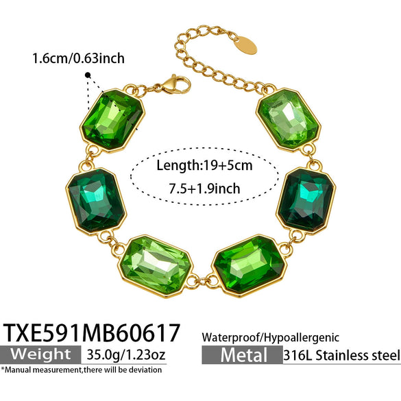 Light Luxury Stainless Steel Chain Jewelry Set With Zircon Stone Inlay And Electroplated Gold Finish Necklace And Bracelet For Women