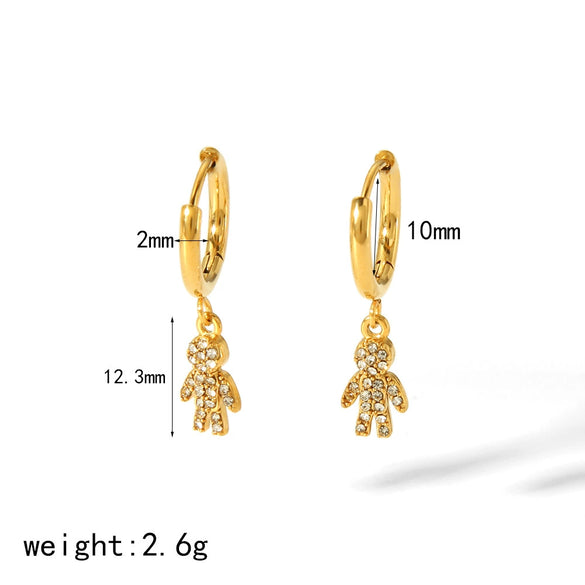 Light Luxury Stainless Steel Earrings Inlaid With Zircon Heart And Star Geometric Patterns Electroplated