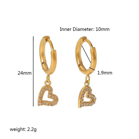 Light Luxury Stainless Steel Earrings Inlaid With Zircon Heart And Star Geometric Patterns Electroplated