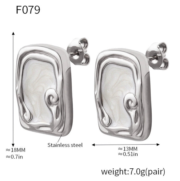 Light Luxury 316L Stainless Steel Geometric Enamel Glaze Electroplating Earrings For Women