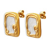 Light Luxury 316L Stainless Steel Geometric Enamel Glaze Electroplating Earrings For Women