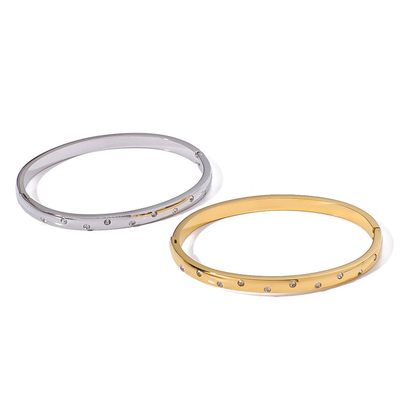 Light Luxury Stainless Steel Gold Plated Bracelet With Diamond Inlaid And 18K Furnace Vacuum Plating