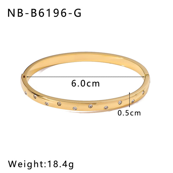 Light Luxury Stainless Steel Gold Plated Bracelet With Diamond Inlaid And 18K Furnace Vacuum Plating