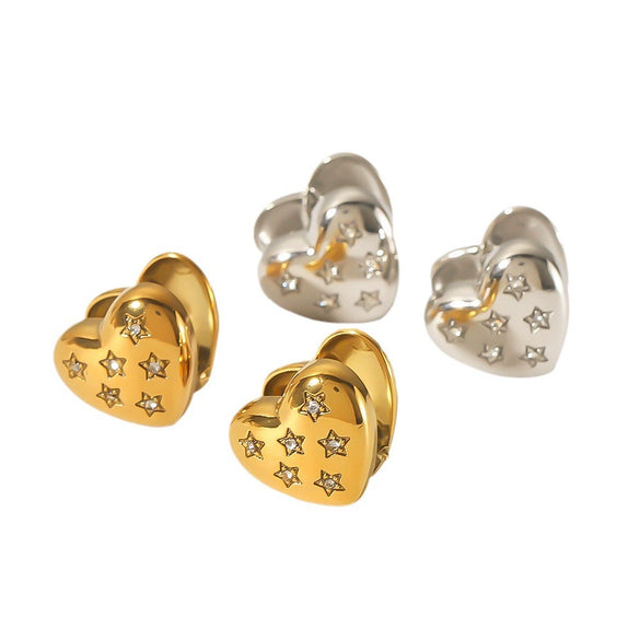 Light Luxury Stainless Steel Heart Pattern Electroplated Earrings For Women