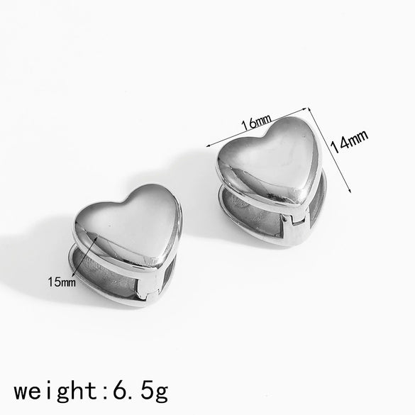 Light Luxury Stainless Steel Heart Pattern Electroplated Earrings For Women