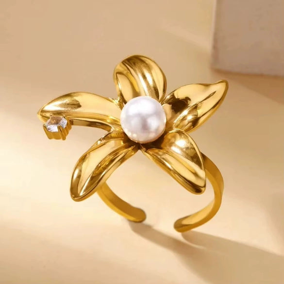 Light Luxury Stainless Steel Love Heart Opening Ring With Zircon Bow And Geometric Design Jewelry