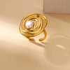Light Luxury Stainless Steel Love Heart Opening Ring With Zircon Bow And Geometric Design Jewelry