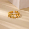 Light Luxury Stainless Steel Love Heart Opening Ring With Zircon Bow And Geometric Design Jewelry