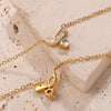 Light Luxury Stainless Steel Necklace For Women Plated With Gold And Inlaid With Zircon