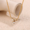 Light Luxury Stainless Steel Necklace For Women Plated With Gold And Inlaid With Zircon