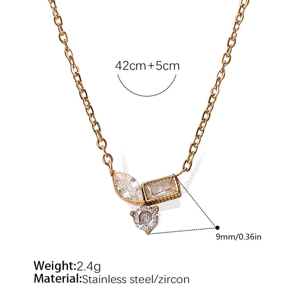 Light Luxury Stainless Steel Necklace For Women Plated With Gold And Inlaid With Zircon