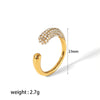 Light Luxury Stainless Steel Open Ring With Diamond Embedded And U Shape Electroplated For Women