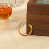 Light Luxury Stainless Steel Open Ring With Diamond Embedded And U Shape Electroplated For Women