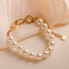 Light Luxury Stainless Steel Pearl Geometric Women's Bracelet With 18K Gold Plated Electroplating