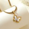 Light Luxury Stainless Steel Pearl Necklace And Earrings Set With Snake Bone Chain Electroplated Heart Drop Bell And Butterfly Design For Women